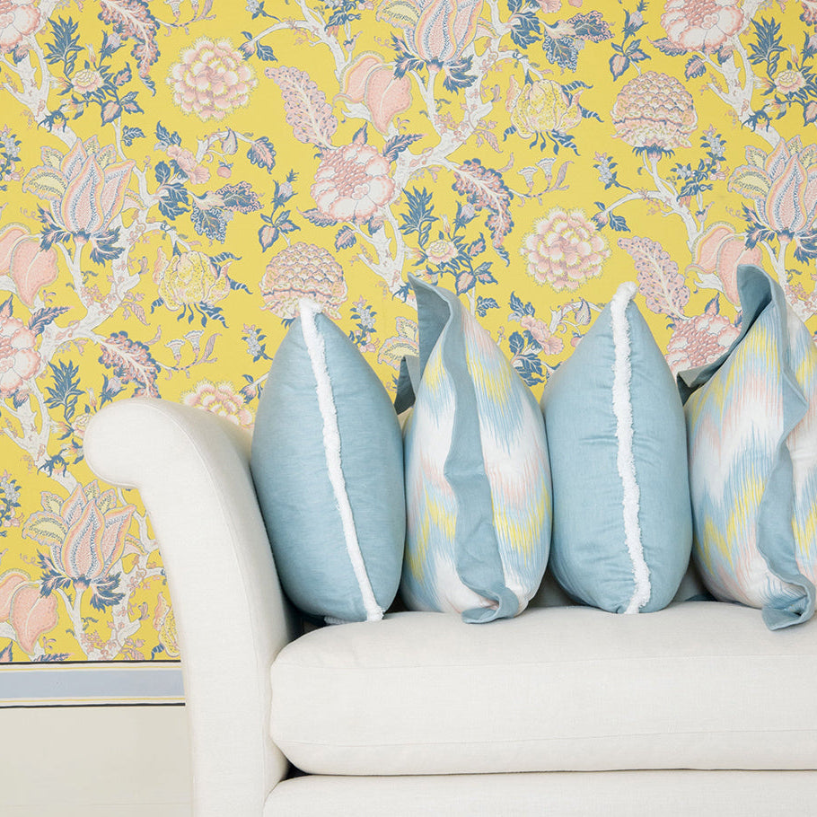 Lino Pillow with Brush Fringe