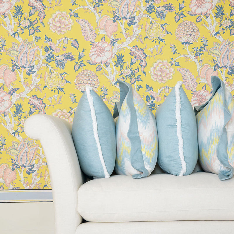 Lino Pillow with Brush Fringe