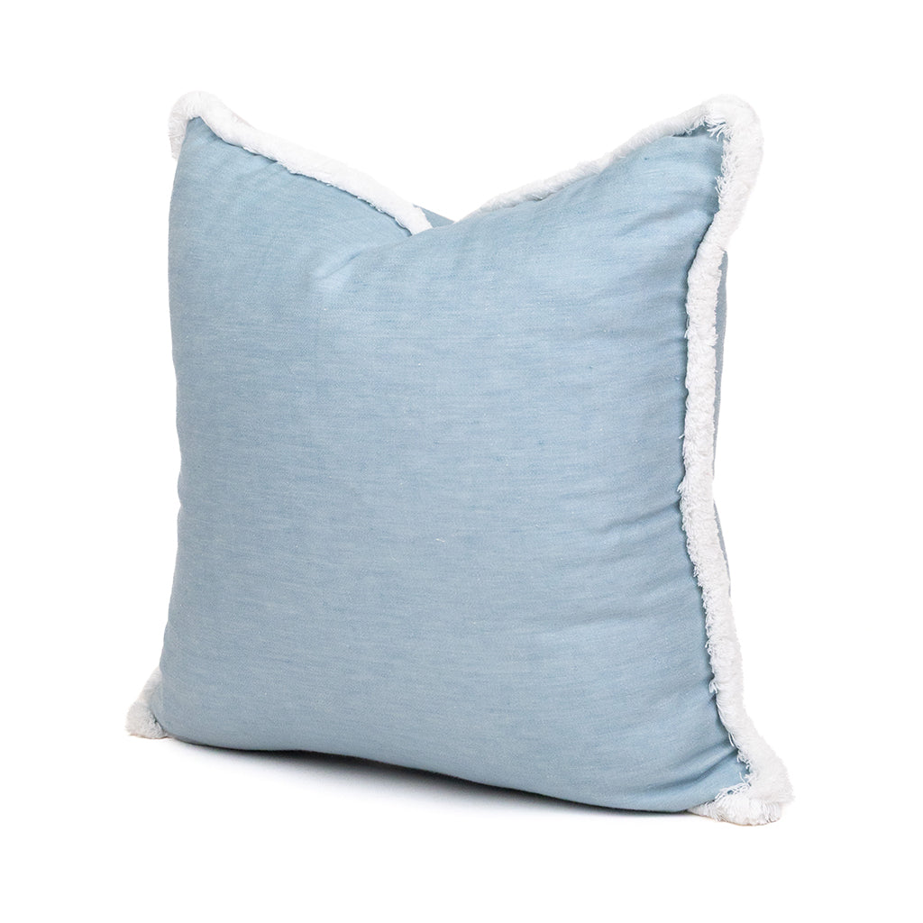 Lino Pillow with Brush Fringe