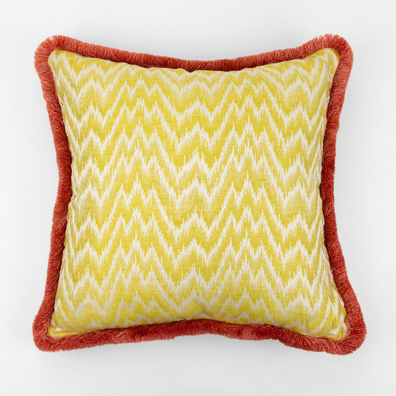 Lino Zig Zag Pillow with Brush Fringe