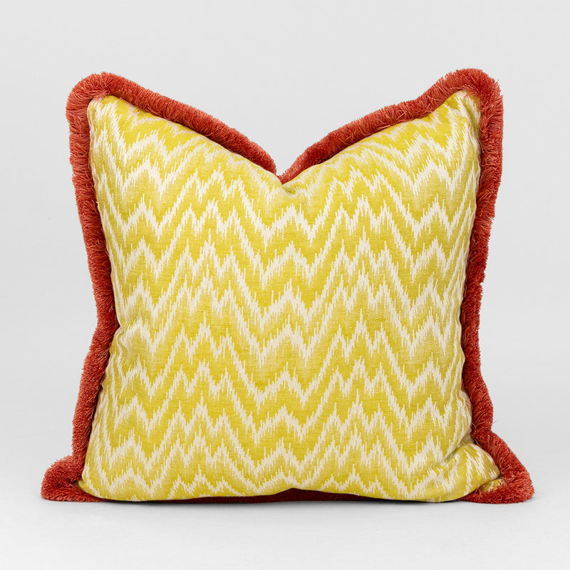 Lino Zig Zag Pillow with Brush Fringe