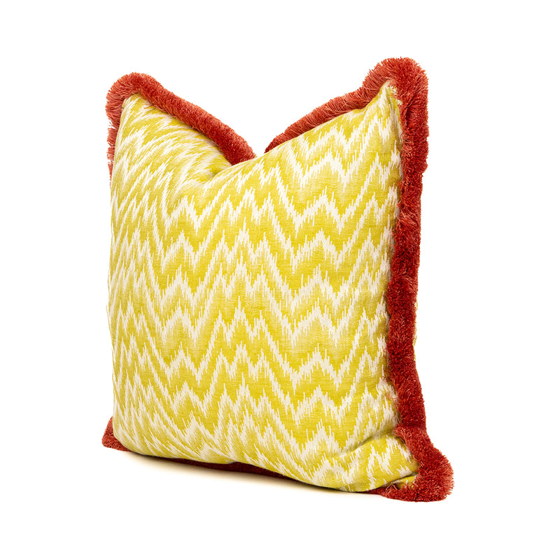 Lino Zig Zag Pillow with Brush Fringe