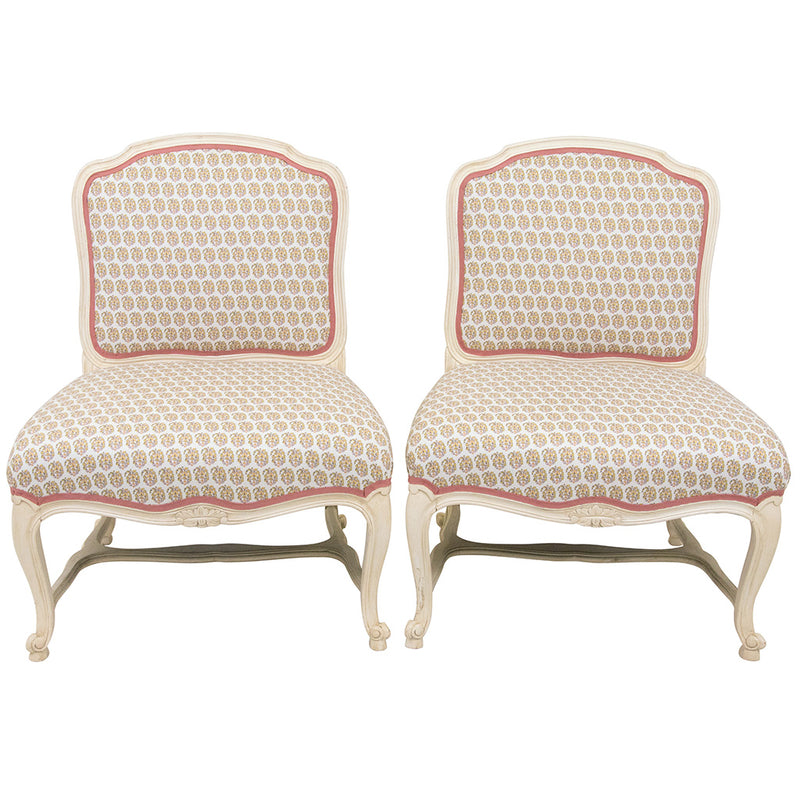 A Pair of Louis XV Style Painted Slipper Chairs