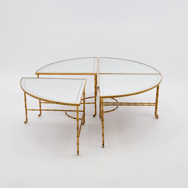 Mirrored Round Bronze and Brass Coffee Table by Maison Bagues
