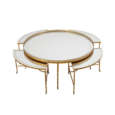 Mirrored Round Bronze and Brass Coffee Table by Maison Bagues