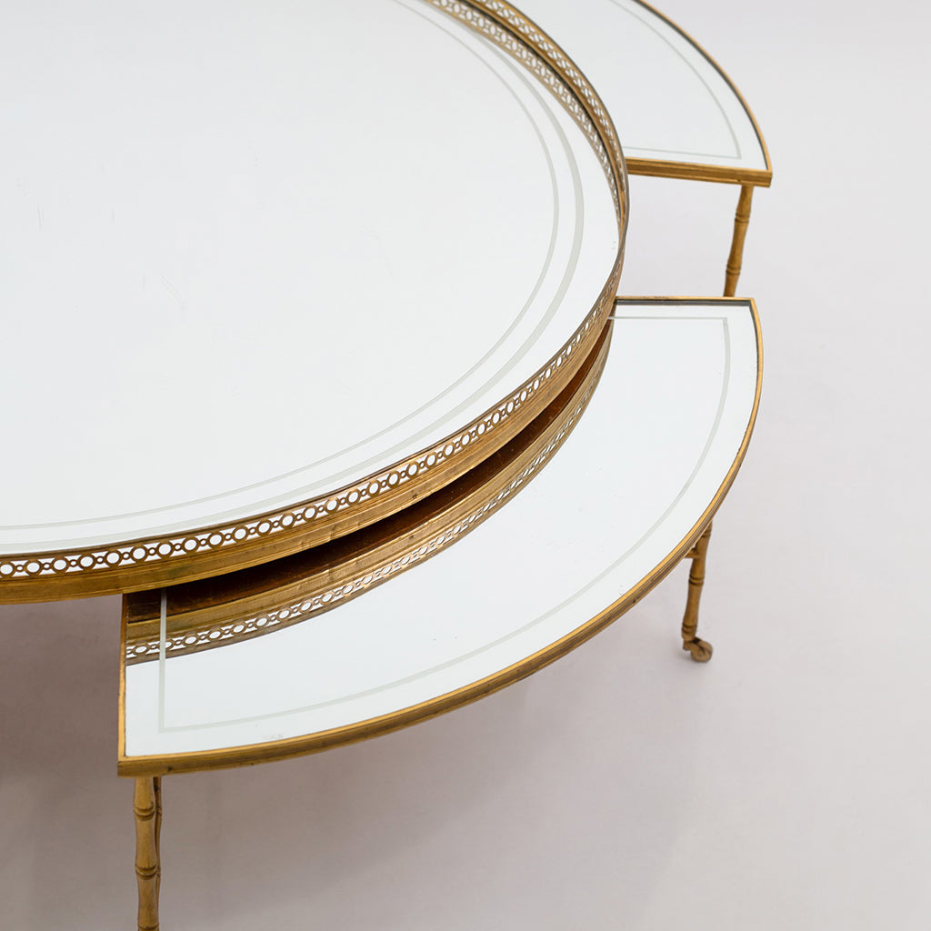 Mirrored Round Bronze and Brass Coffee Table by Maison Bagues
