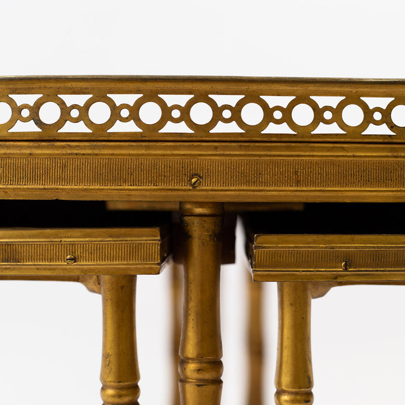 Mirrored Round Bronze and Brass Coffee Table by Maison Bagues