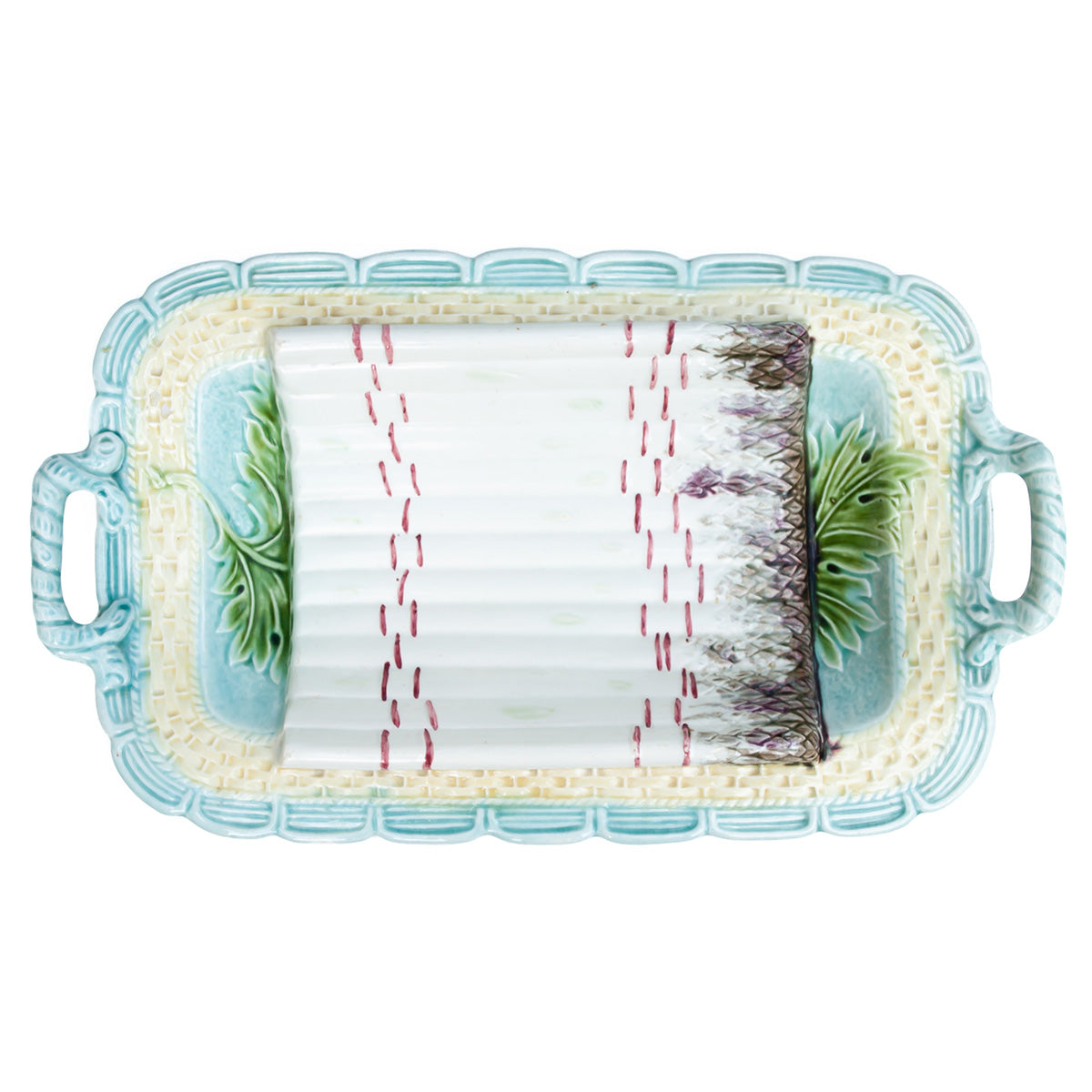 19th Century Antique French Majolica Asparagus Platter
