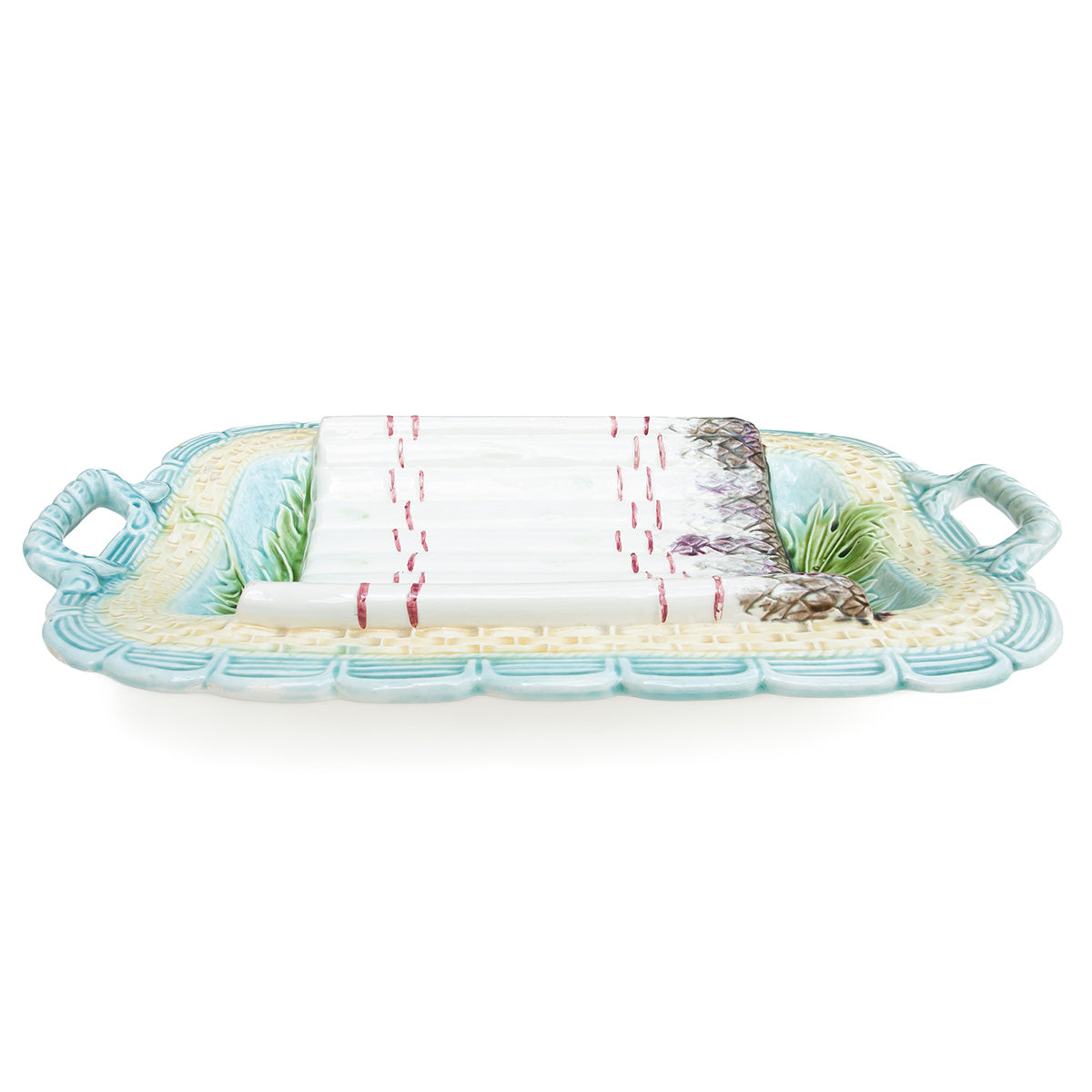 19th Century Antique French Majolica Asparagus Platter