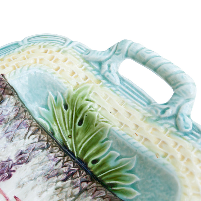 19th Century Antique French Majolica Asparagus Platter