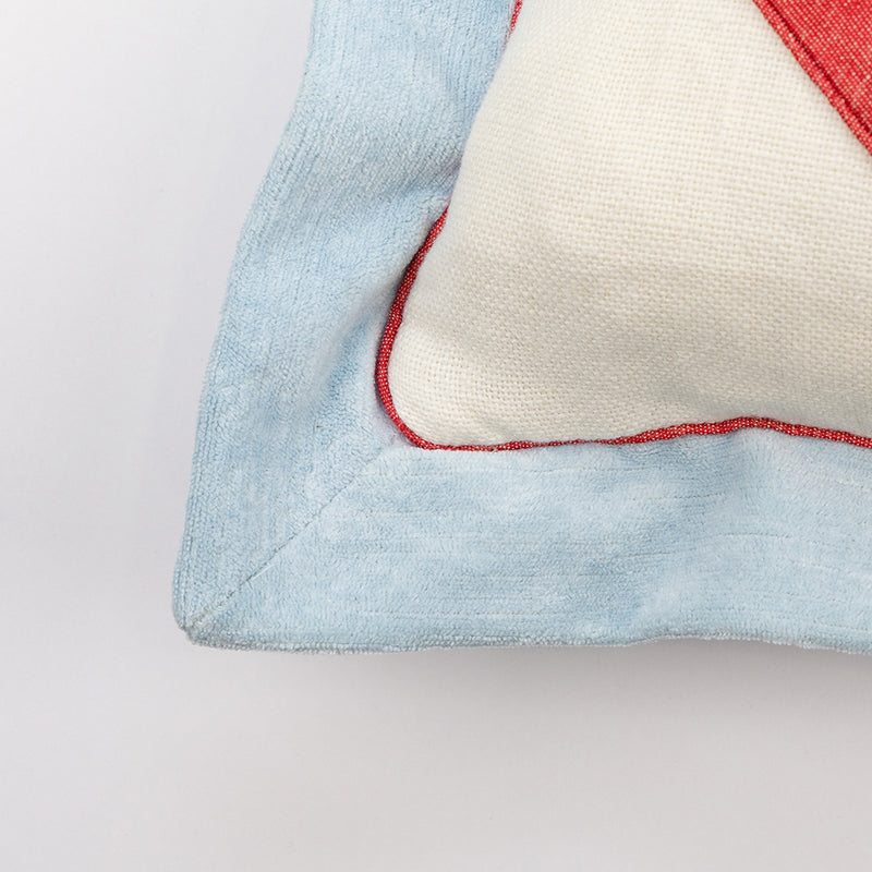 Multi-Fabric Stripe Pillow with Flange and Piping
