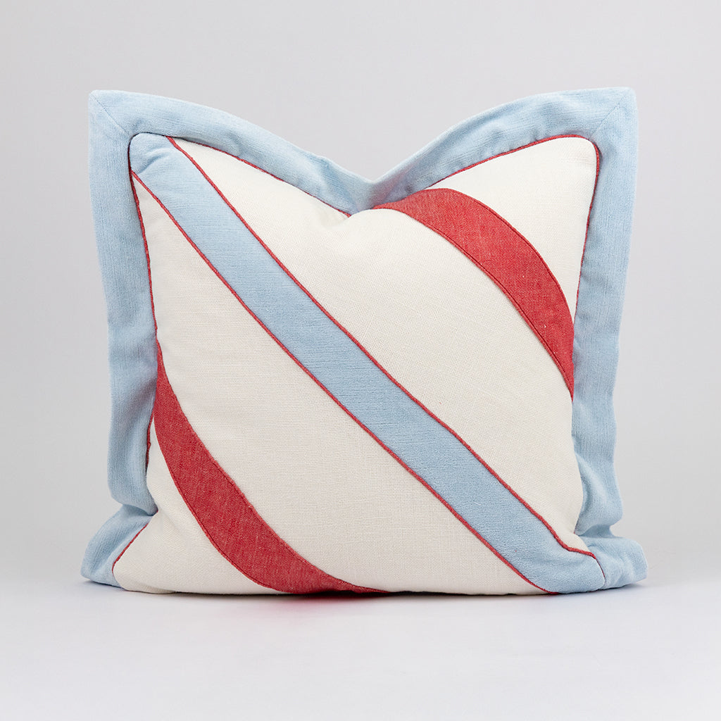 Multi-Fabric Stripe Pillow with Flange and Piping