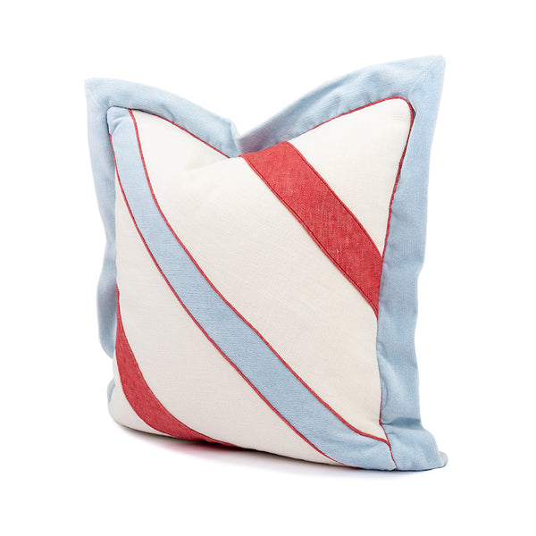 Multi-Fabric Stripe Pillow with Flange and Piping