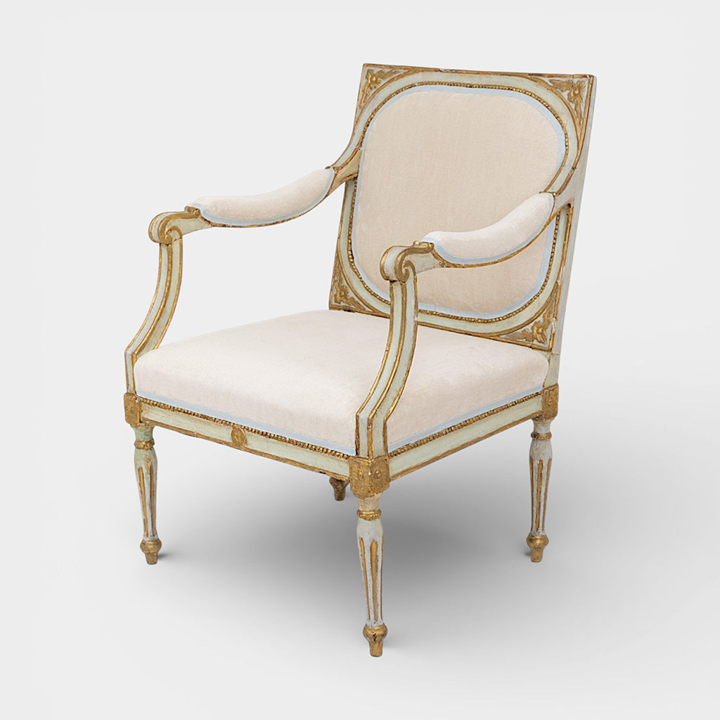 A Pair of 19th Century Venetian Carved Wood Arm Chairs