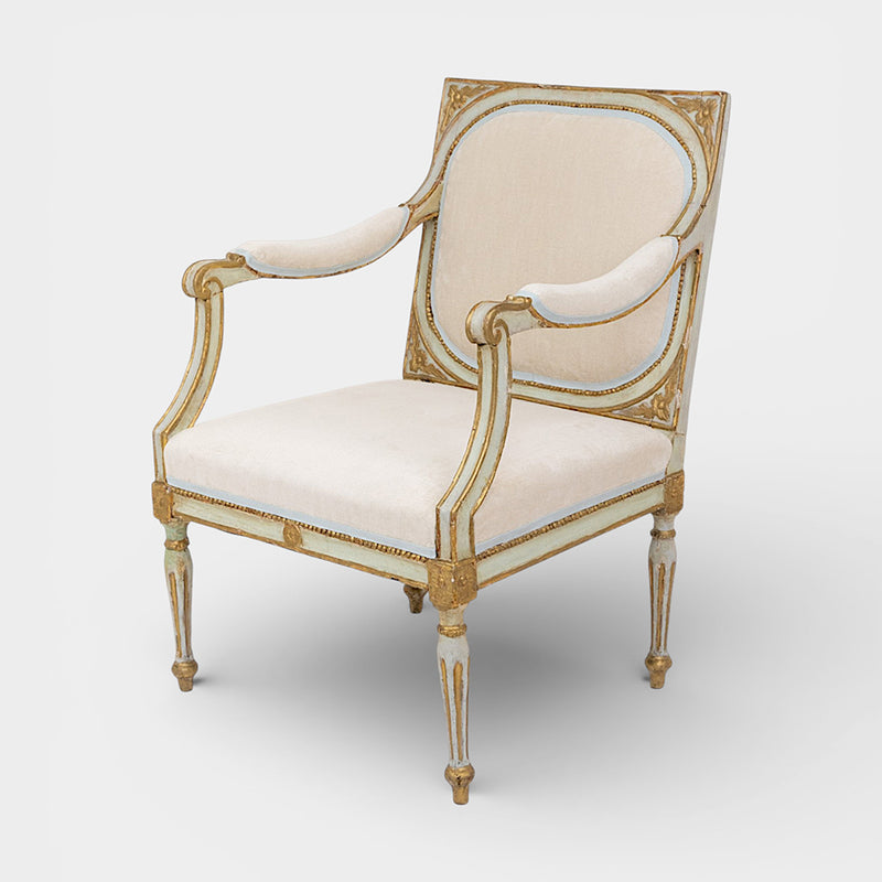 A Pair of 19th Century Venetian Carved Wood Arm Chairs