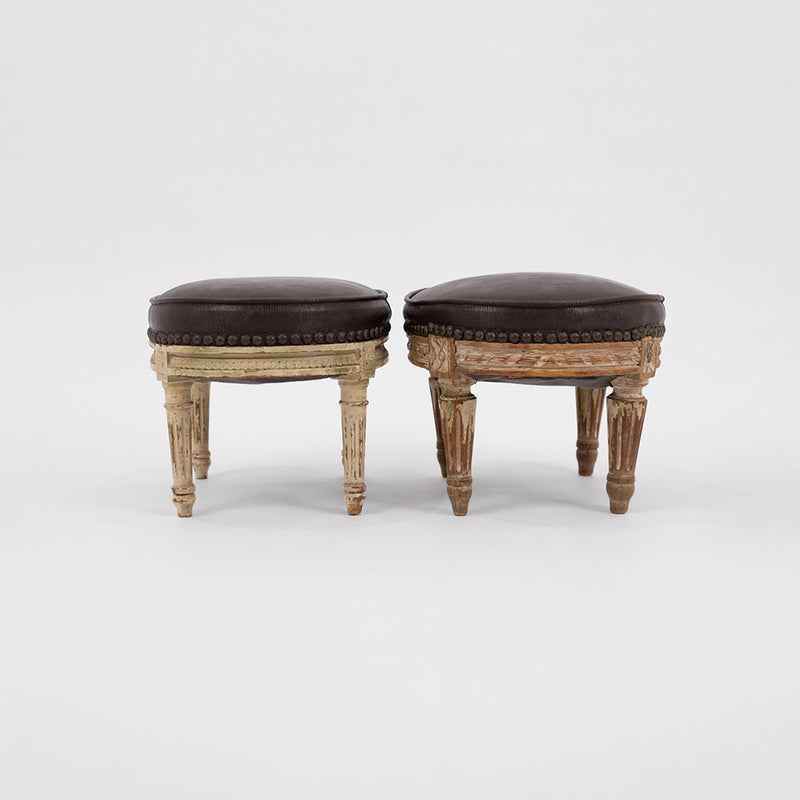 A Near Pair of Antique Louis XVI Oval Footstools