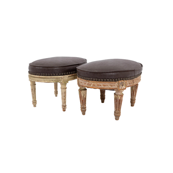 A Near Pair of Antique Louis XVI Oval Footstools