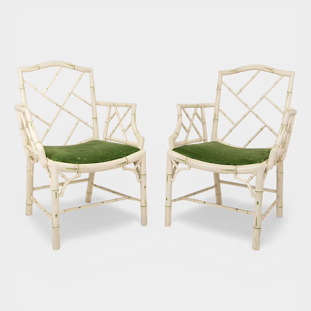 A Pair of Painted Fretwork Armchairs Attributed to Colefax and Fowler