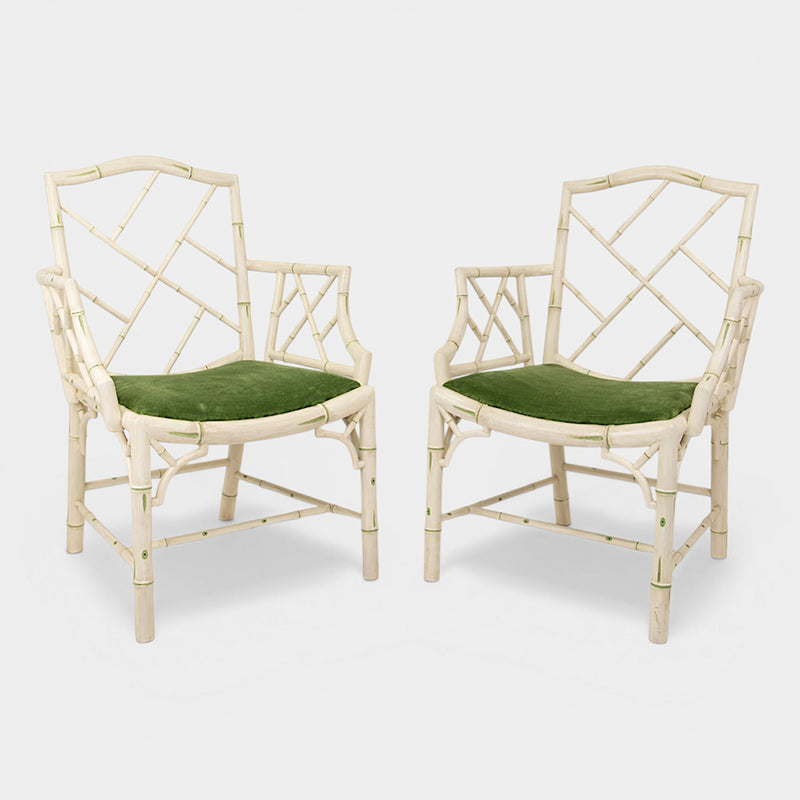A Pair of Painted Fretwork Armchairs Attributed to Colefax and Fowler