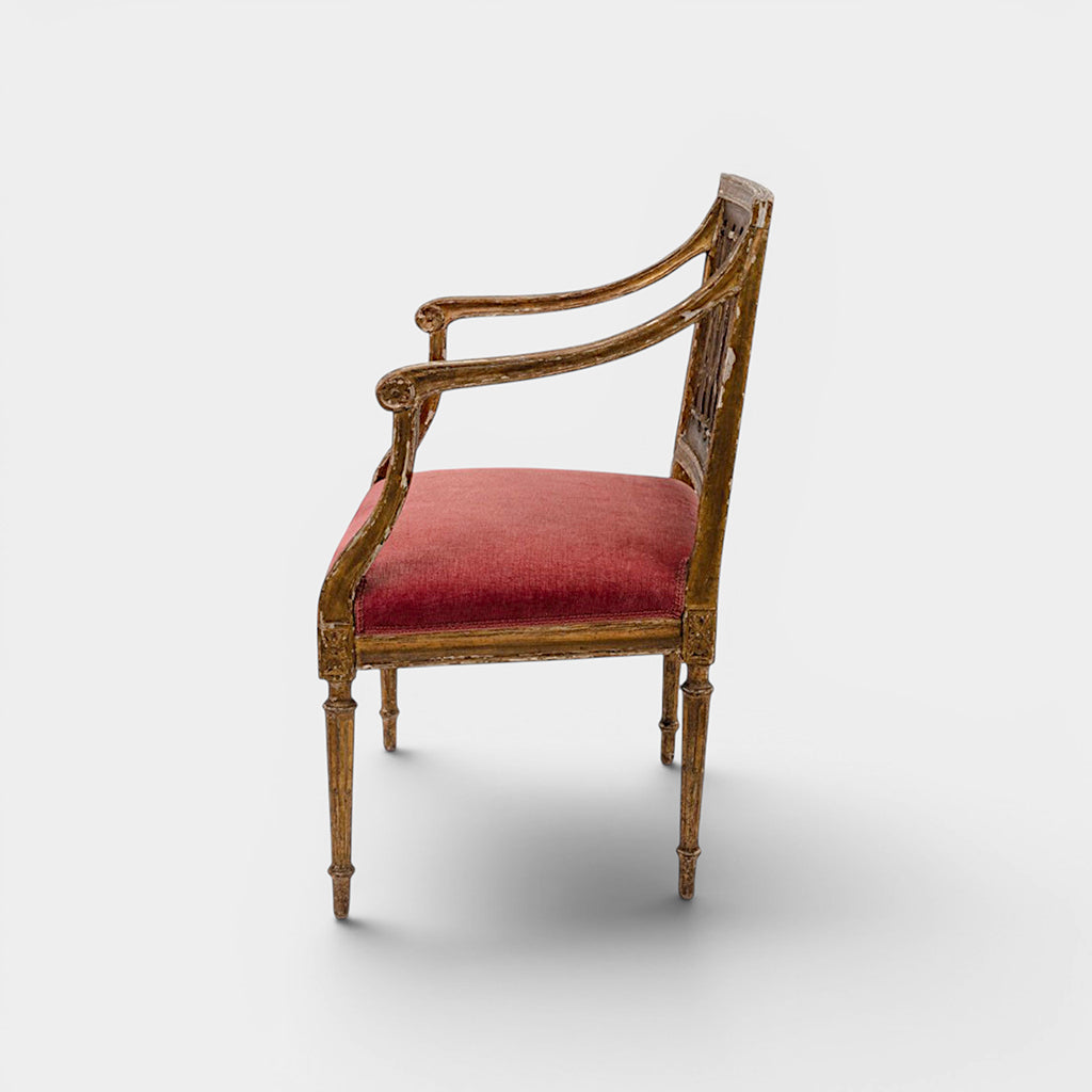 Pair of Regency Carved and Gilded Arm Chairs