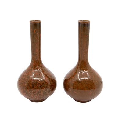 A Pair of Petite Flambé Glazed Bottle-Neck Shaped Vases