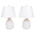 Pair of Italian White Porcelain Pineapple Lamps