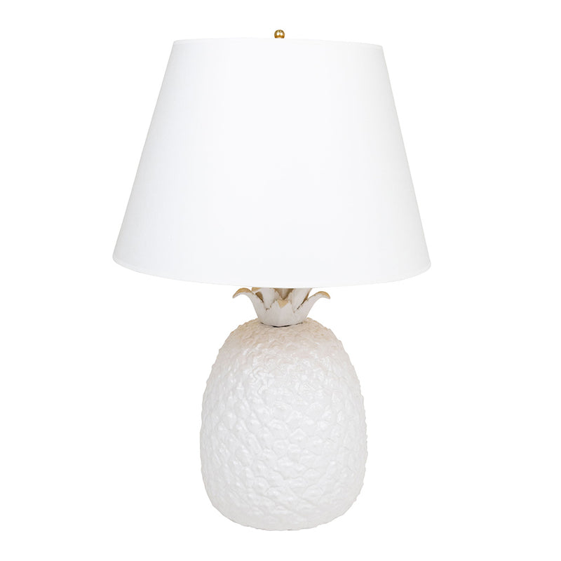 Pair of Italian White Porcelain Pineapple Lamps