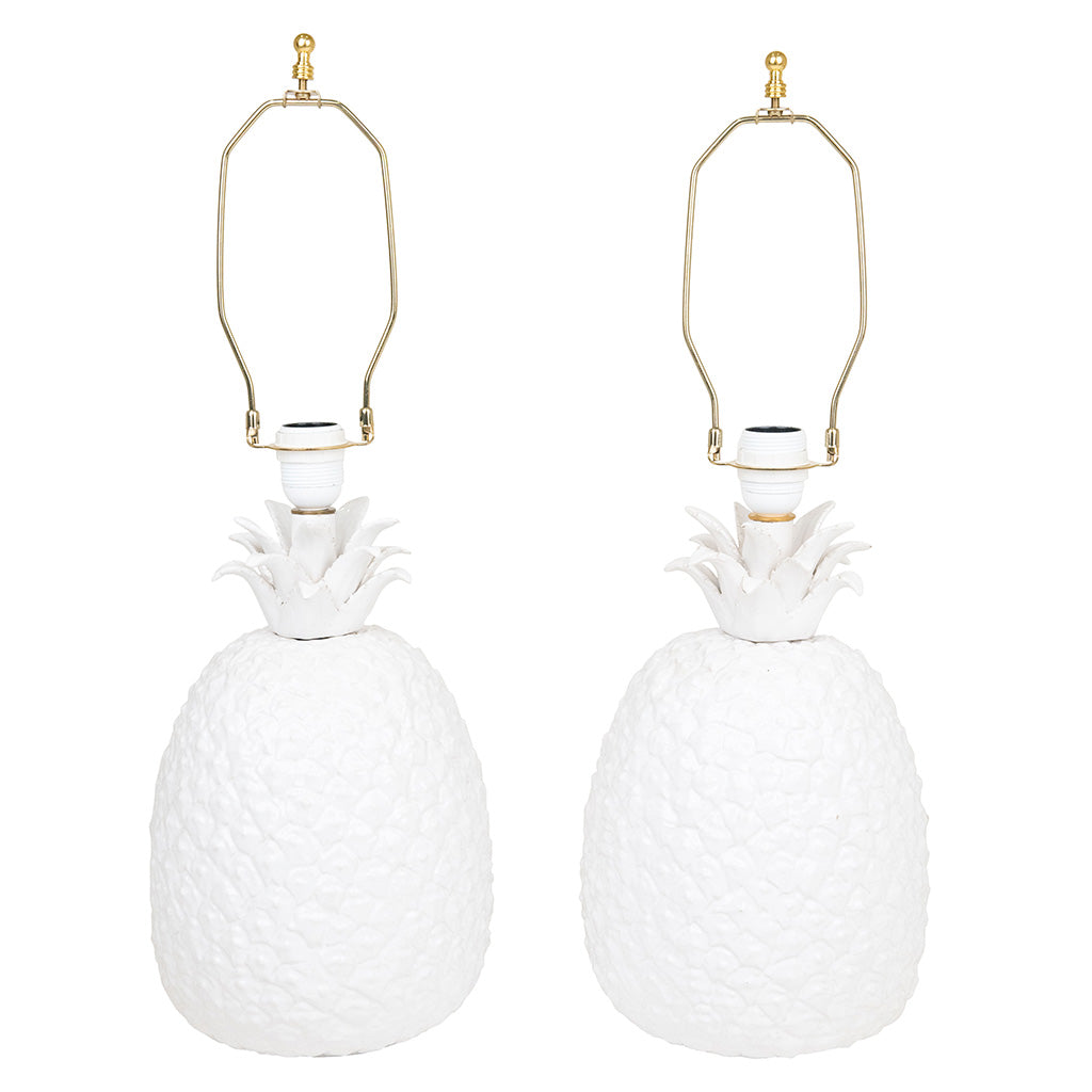 Pair of Italian White Porcelain Pineapple Lamps