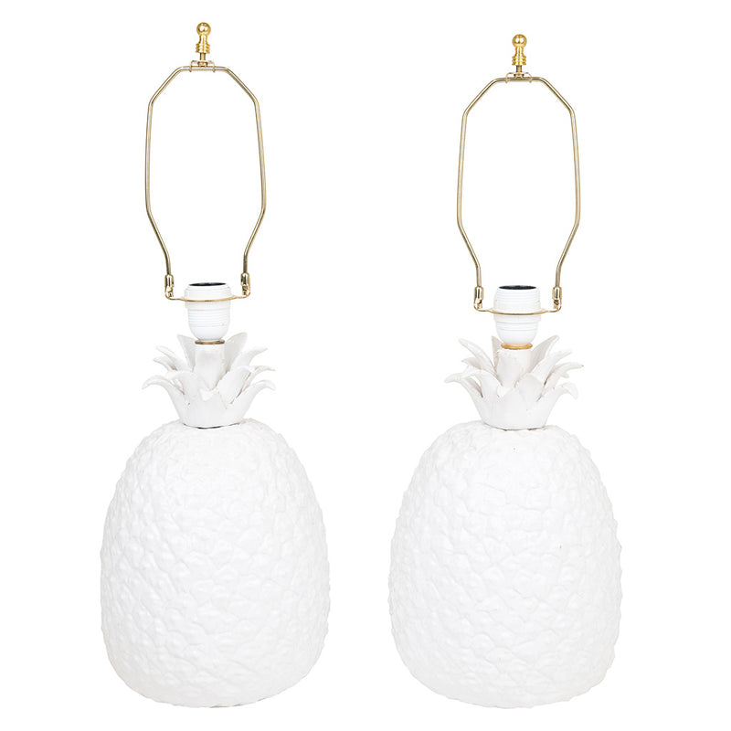 Pair of Italian White Porcelain Pineapple Lamps
