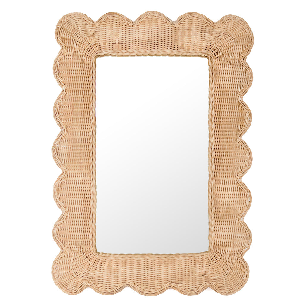 Rattan Scalloped Mirror