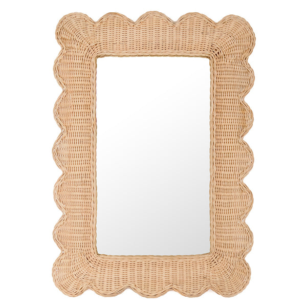 Rattan Scalloped Mirror