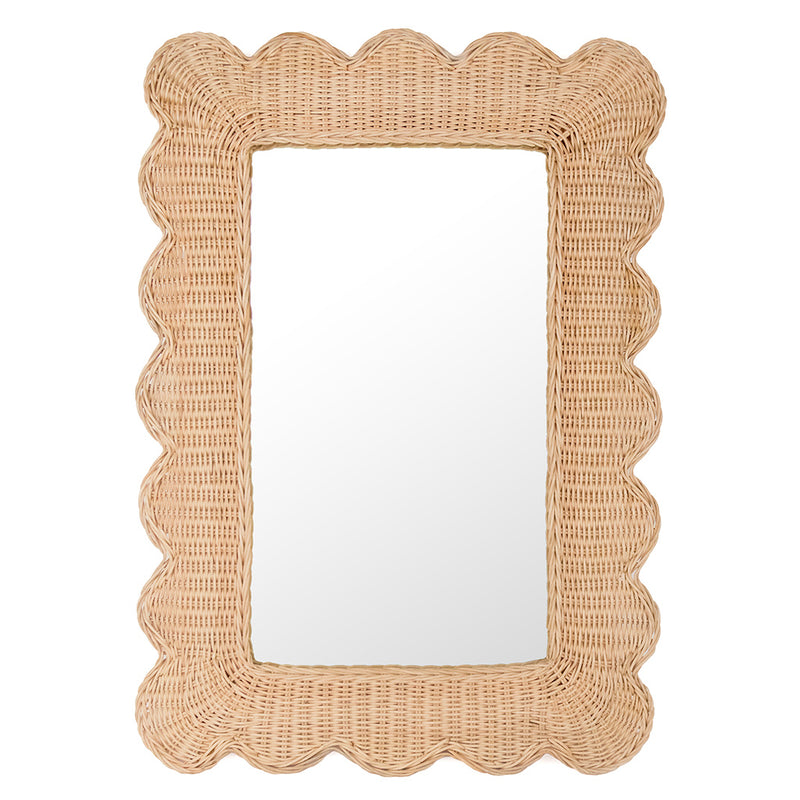 Rattan Scalloped Mirror
