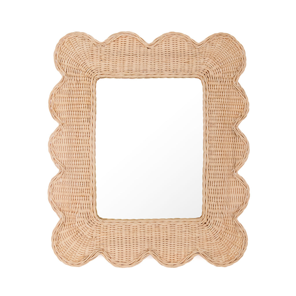 Rattan Scalloped Mirror