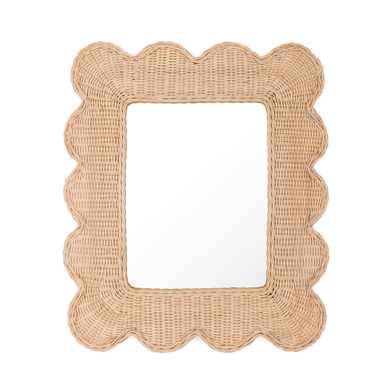 Rattan Scalloped Mirror