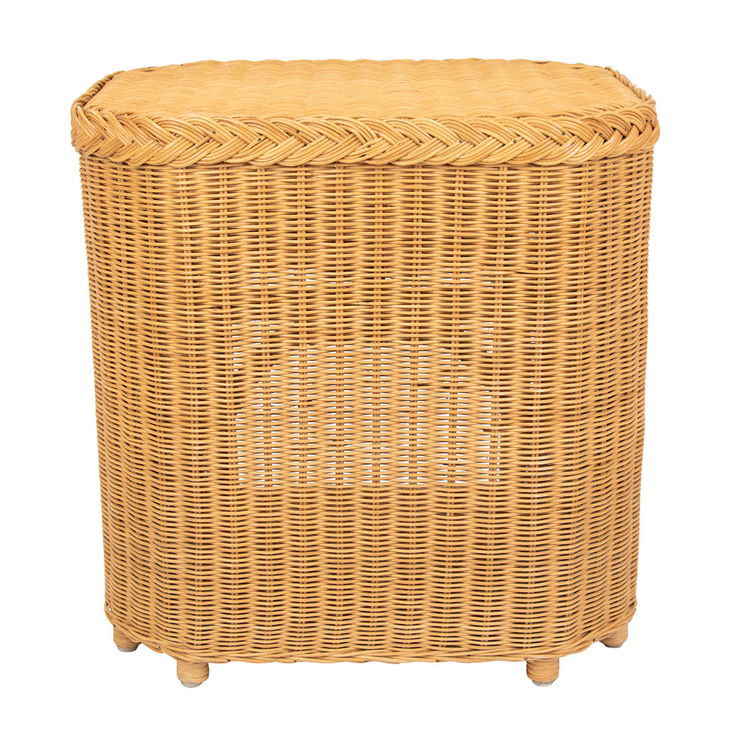 Pair of Vintage Rattan Side Tables with Brass Hardware