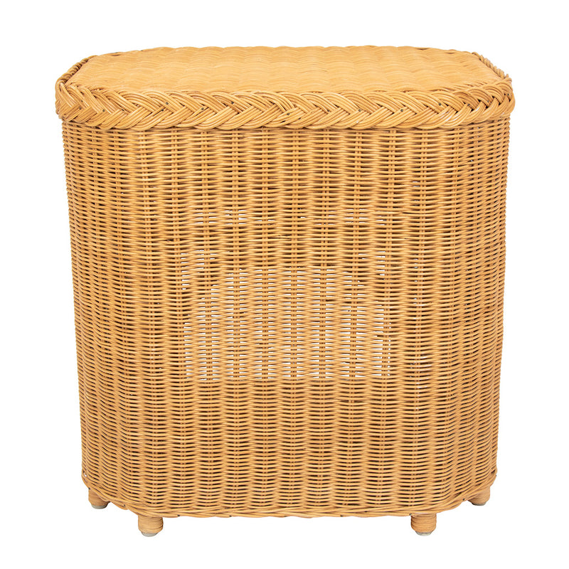 Pair of Vintage Rattan Side Tables with Brass Hardware