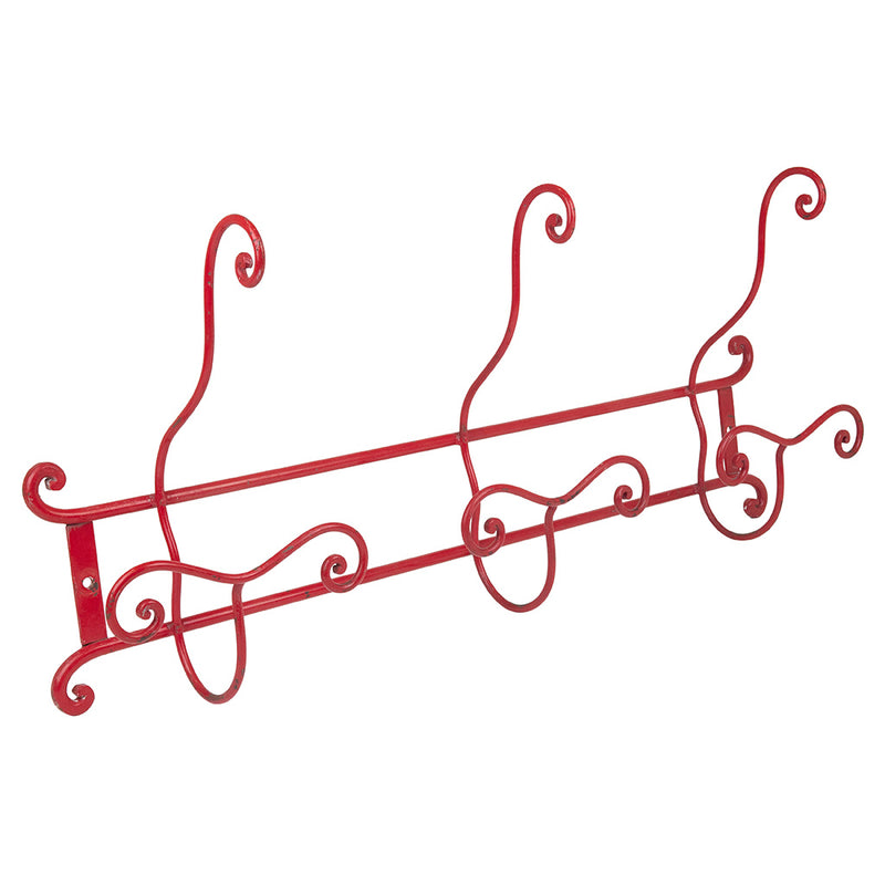 Red Lacquered Wall Mounted Coat Rack by Fornasetti