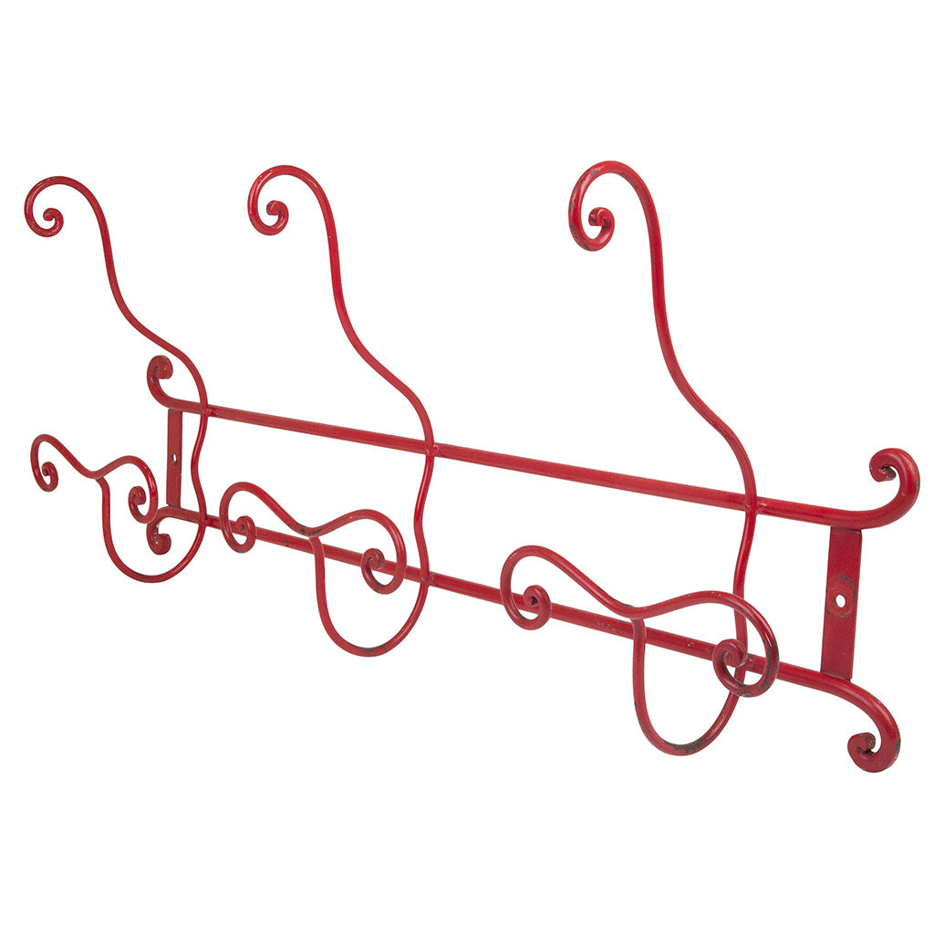 Red Lacquered Wall Mounted Coat Rack by Fornasetti