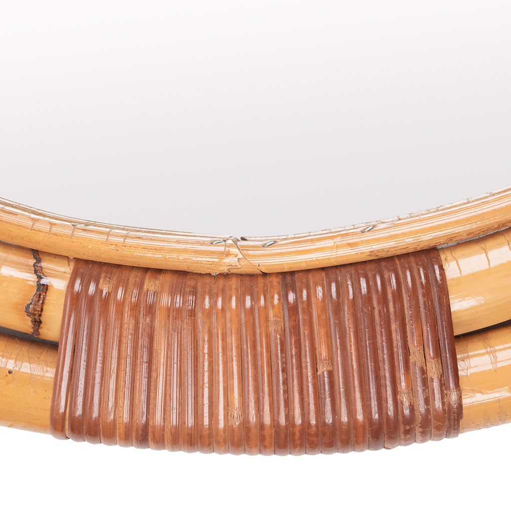 Concentric Circular Rattan Mirror