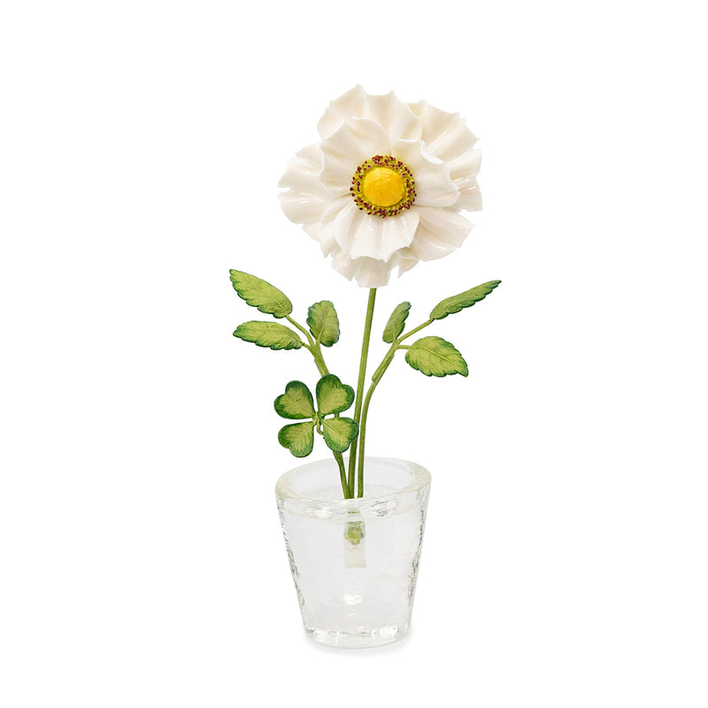 Porcelain Daisy in a Glass Pot