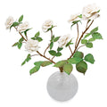 White Bisque Porcelain Two-Stem Rosebush in Round Rock Crystal