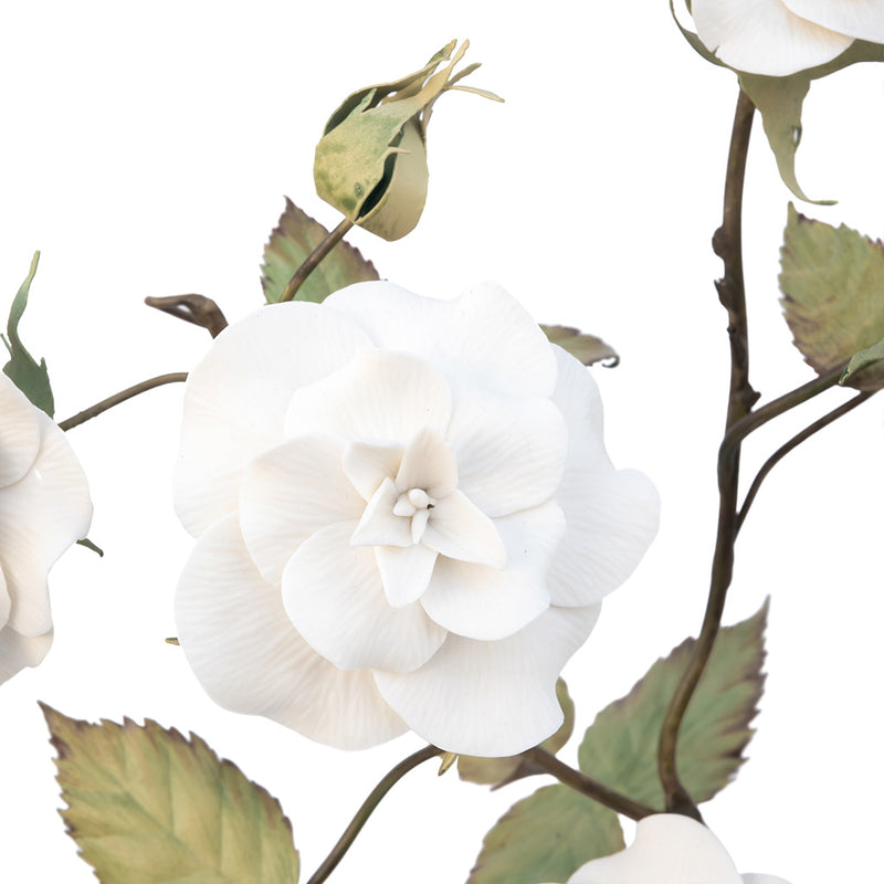 Large Porcelain Rosebush in a Wicker Tree Box