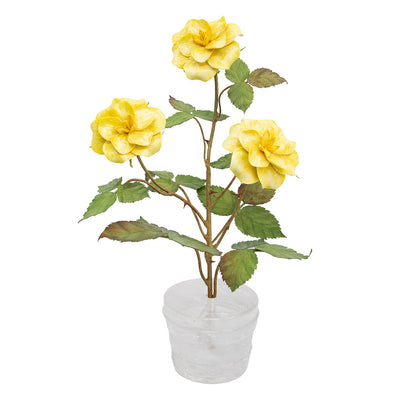 Porcelain Three-Stem Rose in Rock Crystal