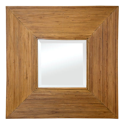 Square Rattan Mirror in the Style of Gabriella Crespi