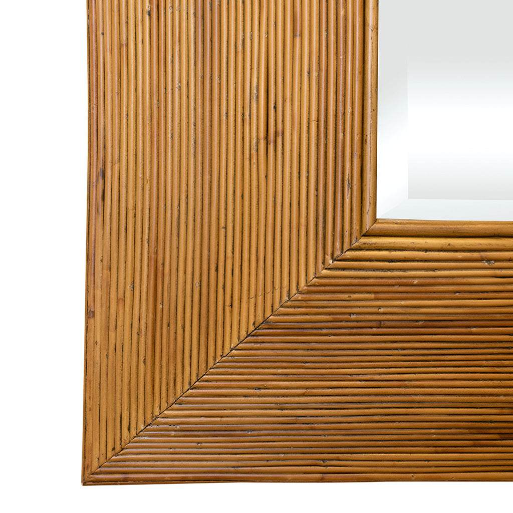 Square Rattan Mirror in the Style of Gabriella Crespi