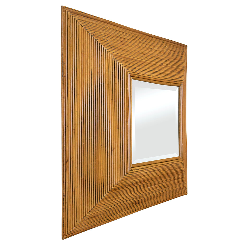 Square Rattan Mirror in the Style of Gabriella Crespi