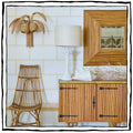 Square Rattan Mirror in the Style of Gabriella Crespi