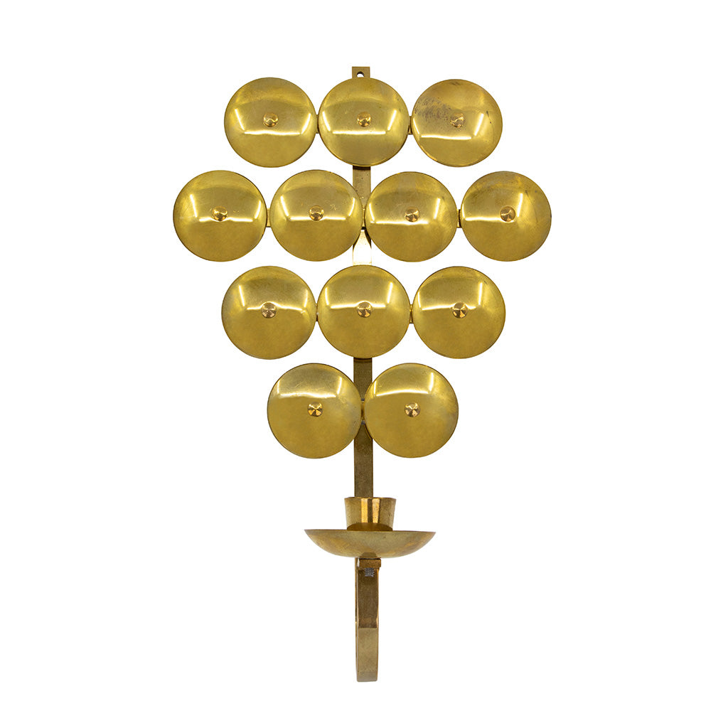 Pair Swedish Mirrored Brass Candle Holders