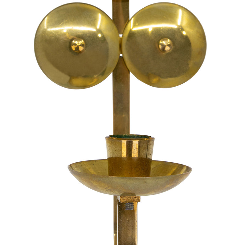 Pair Swedish Mirrored Brass Candle Holders
