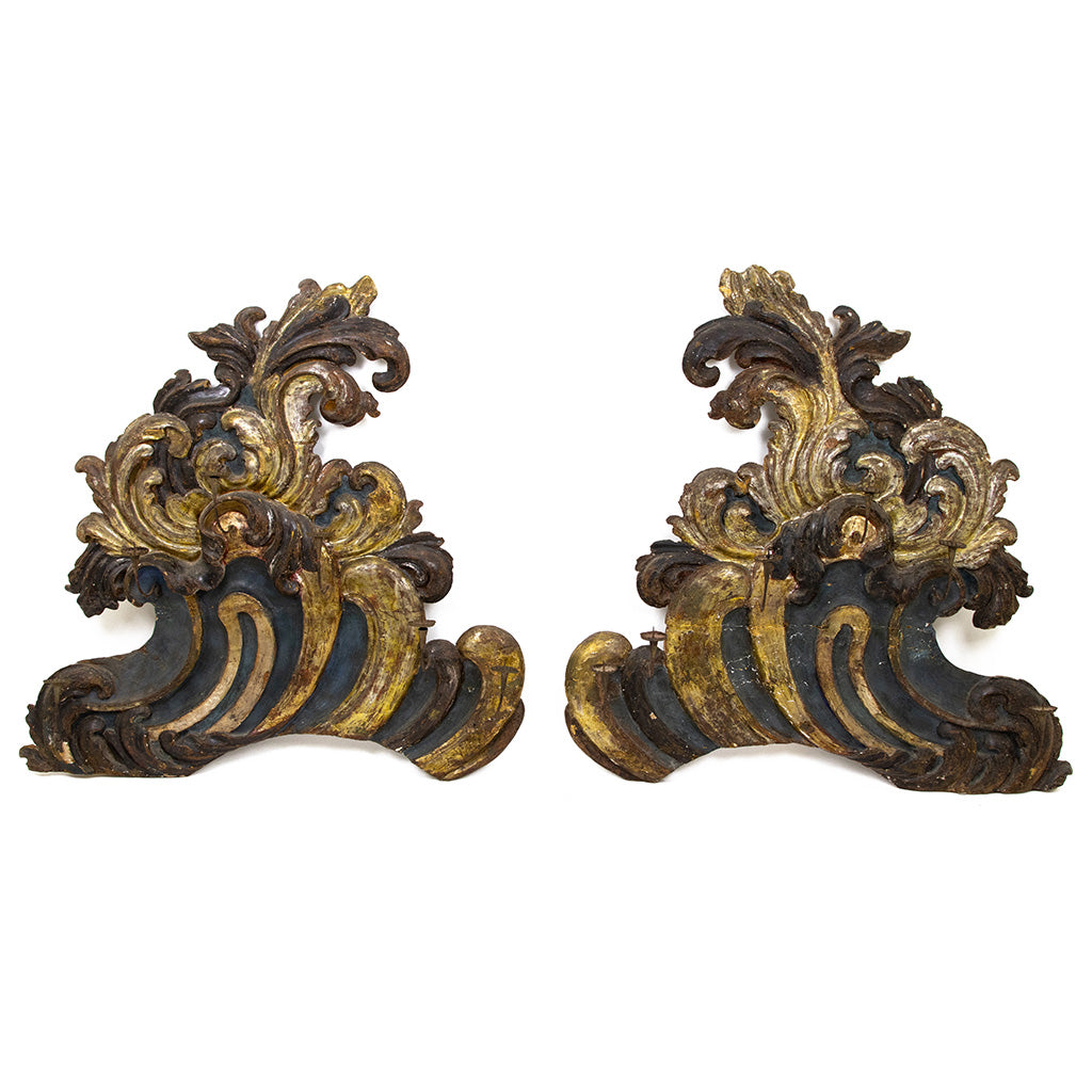 A Pair of Venetian Baroque Foliate Candelabra